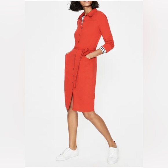 Boden Dresses & Skirts - Boden Tara Jersey Shirt Dress Womens 10 Medium Red 100% Cotton - MISSING BELT